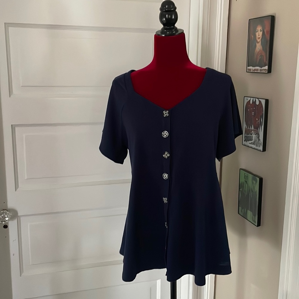 Navy peplum top